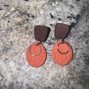 Elegant Brown and Orange Dangle Earrings